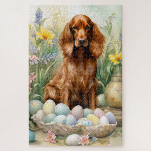 Ierse Roodharige Setter met Paaseieren Legpuzzel