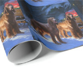 Ierse Roodharige Setter Sneeuw Slede Kerst Decorat Cadeaupapier (Rol Hoek)