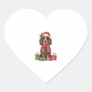 Ierse Setter Dog Kerstoutfits Santa Hat Dog X Hart Sticker