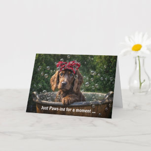 Ierse Setter Dog Pup Schattige Denken aan U in een Kaart
