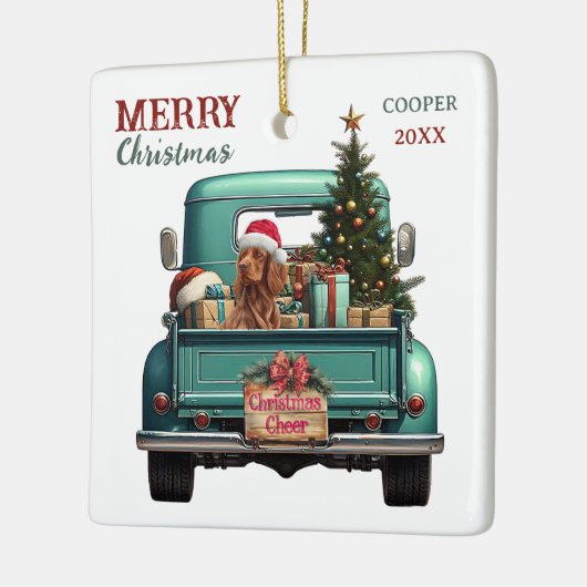 Ierse Setter Dog Retro Truck Kerstmis Keramisch Ornament (Links)