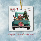 Ierse Setter Dog Retro Truck Kerstmis Keramisch Ornament