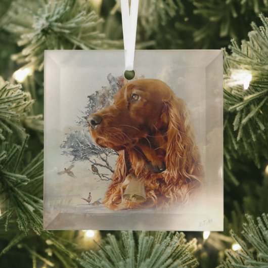 Ierse Setter Glas Ornament (Insitu)