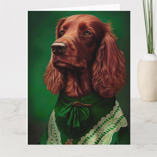 Ierse Setter hond in St. Patrick's Day jurk Kaart (Voorkant)