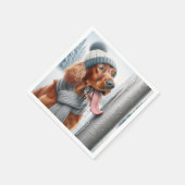 Ierse Setter hond likt een bevroren paal Servet (Hoek)