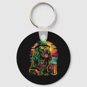 Ierse Setter Hond Zonnigbladeren St. Patrick's Day Sleutelhanger