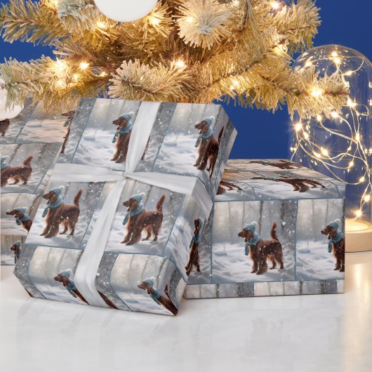 Ierse Setter in de winter Bossen Cadeaupapier (Feestdagen)