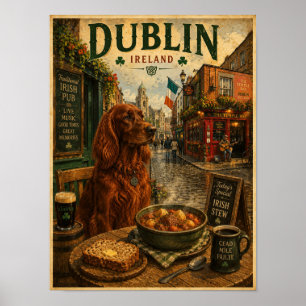Ierse Setter in Dublin Vintage Reisposter Poster