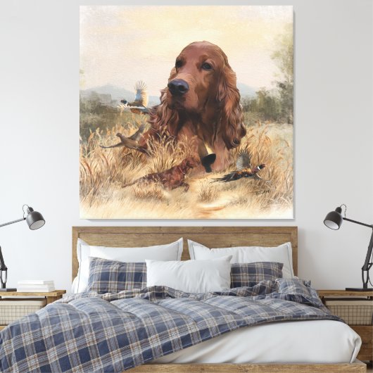 Ierse setter jacht fazant, kunst canvas afdruk (Insitu (Slaapkamer))