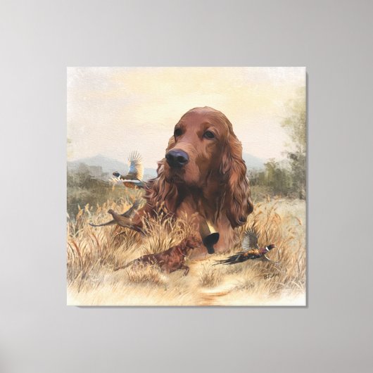 Ierse setter jacht fazant, kunst canvas afdruk (Voorkant)