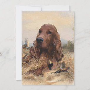 Ierse setter jacht fazant, kunst kaart