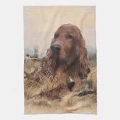 Ierse setter jacht fazant, kunst theedoek (Verticaal)