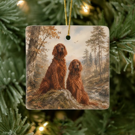 Ierse Setter Keramisch Ornament (Boom)