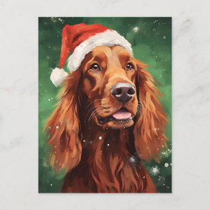 Ierse Setter Kerstborstel schilderen kunstwerk Briefkaart