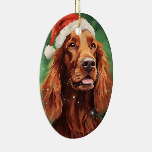 Ierse Setter Kerstborstel schilderen kunstwerk Keramisch Ornament (Rechts)