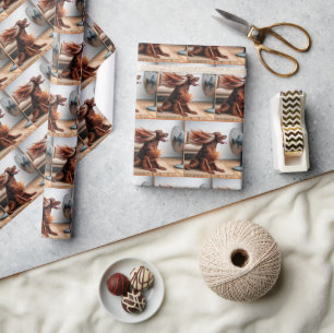 Ierse Setter koelt af door een ventilator Cadeaupapier