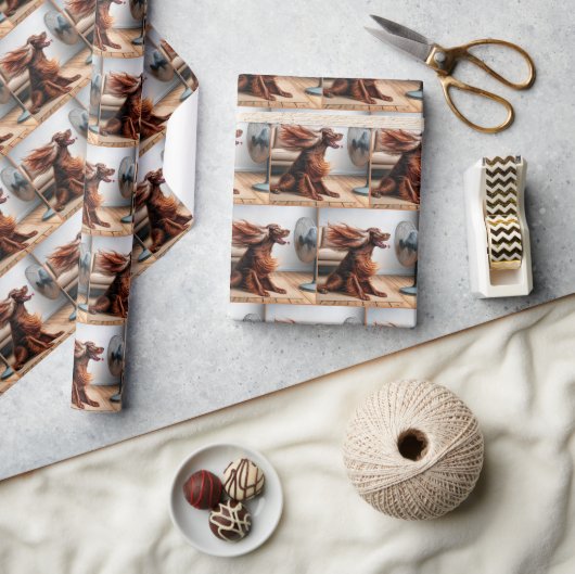 Ierse Setter koelt af door een ventilator Cadeaupapier (Crafts)