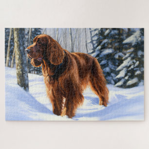 Ierse Setter Laat het Sneeuwen Kerstmis Legpuzzel