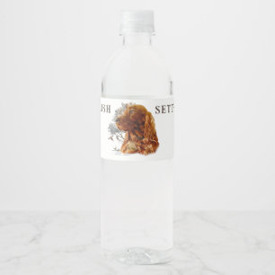 Ierse setter met fazant waterfles etiket