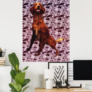 Ierse Setter met lavendelbloempatroon poster