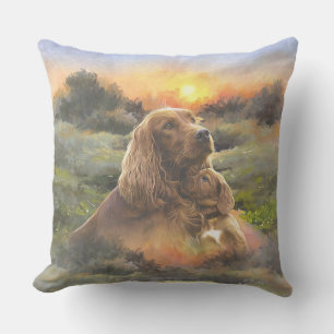 Ierse setter met puppy buitenkussen
