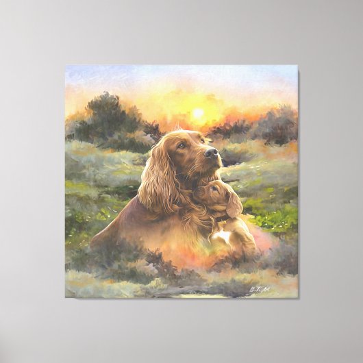 Ierse setter met puppy canvas afdruk (Voorkant)