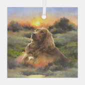 Ierse setter met puppy glas ornament (Achterkant)