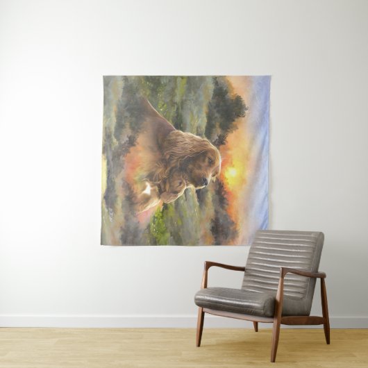 Ierse setter met puppy wandkleed (In Situ (horizontaal))