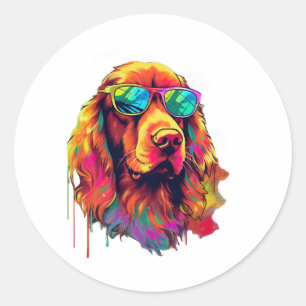 Ierse Setter Neon Design Ronde Sticker