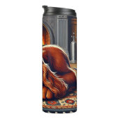 Ierse Setter Puppy Slapen bij een warme open haard Thermosbeker (Geroteerd rechts)