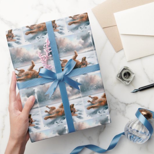 Ierse Setter rolt in de sneeuw Cadeaupapier (Geschenken)