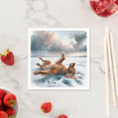 Ierse Setter rolt in de sneeuw Servet (Insitu)