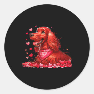 Ierse Setter Valentijnsharten Hond Mannen Vrouwen Ronde Sticker