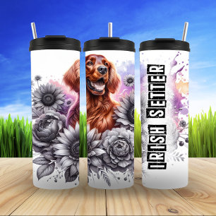Ierse Setter's Grayscale Garden Glee Thermosbeker