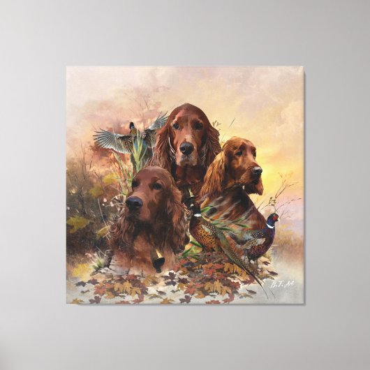 Ierse Setters met fazanten - Passion Hunt Canvas Afdruk (Voorkant)