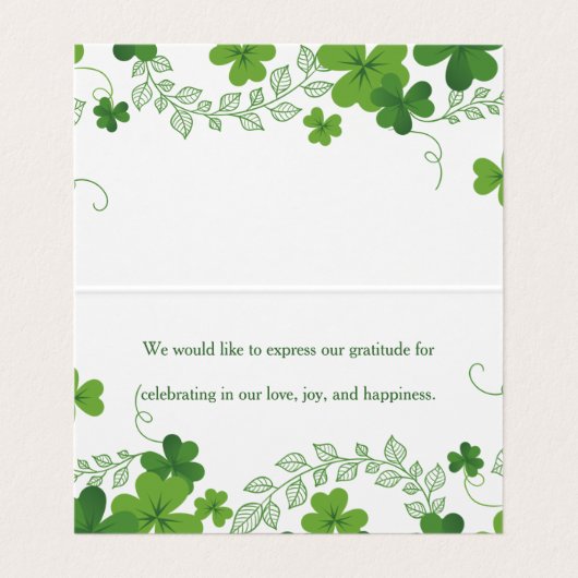 Ierse Shamrock bruiloft dank u Visitekaartjes (Binnenkant ongevouwen)