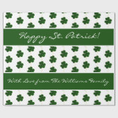 Ierse Shamrock Clovers Pattern - aangepaste tekst Cadeaupapier (Vlak)