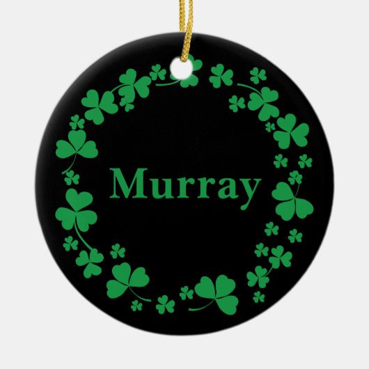 Ierse Shamrock Custom Name Modern Wreath Keramisch Ornament (Voorkant)