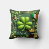 Ierse Shamrock en Gouden St. Patrick's Day Kussen (Achterkant)