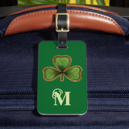 Ierse Shamrock en Green St Patrick's Day Monogram Bagagelabel