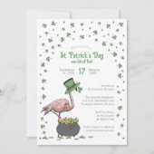 Ierse Shamrock Flamingo St. Patrick's Day Feestje Kaart (Voorkant)