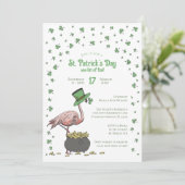 Ierse Shamrock Flamingo St. Patrick's Day Feestje Kaart (Staand voorkant)