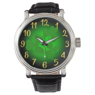 Ierse shamrock/green clover, Ierland neon green Horloge