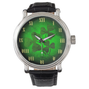 Ierse shamrock/green clover, Ierse groene gloed Horloge