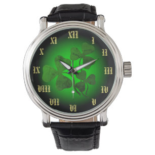 Ierse shamrock/green clover, Ierse groene gloed Horloge