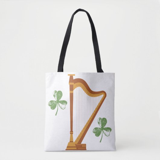 Ierse Shamrock Harp Tote Draagtas (Voorkant)