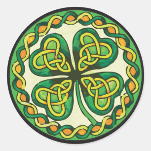 Ierse Shamrock in Keltische Knots Ronde Sticker