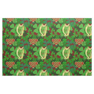 Ierse shamrock, Irish harp, Celtic hart, red 6L Stof