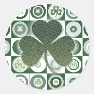 Ierse shamrock klaver patroon groen wit ronde sticker