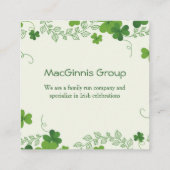 Ierse shamrock (klaver) vierkante visitekaartje (Achterkant)